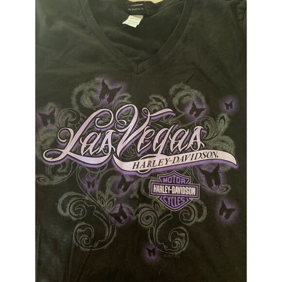 Harley Davidson motorcycles graphic tee woman’s medium butterfly glitter sh - Picture 3 of 7